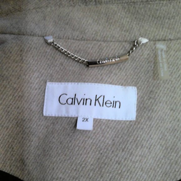 Calvin Klein Over Coat with Metal Closure Accents Sandstone Size 2x - Picture 2 of 7